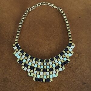 Costume Gold & Ribbon Necklace.